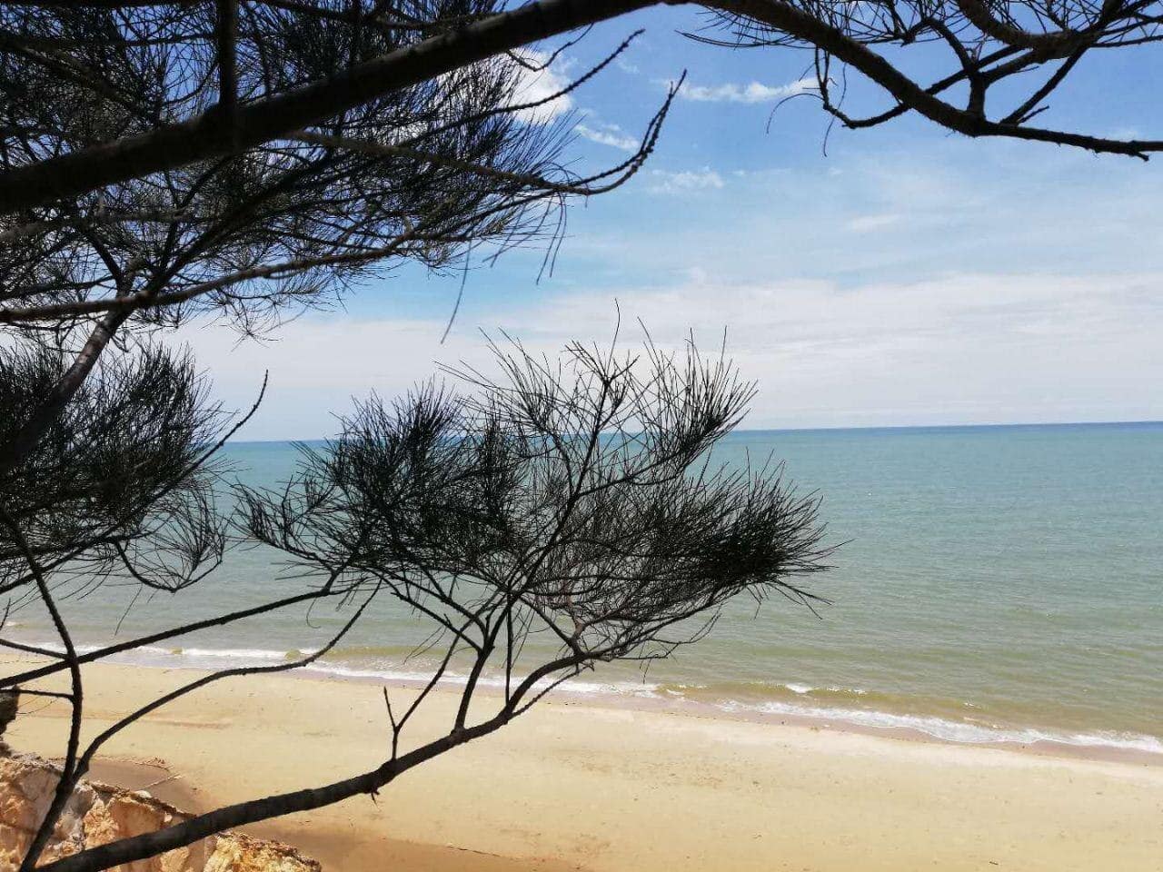 The cliffs and long sands of Tusan Beach near Miri