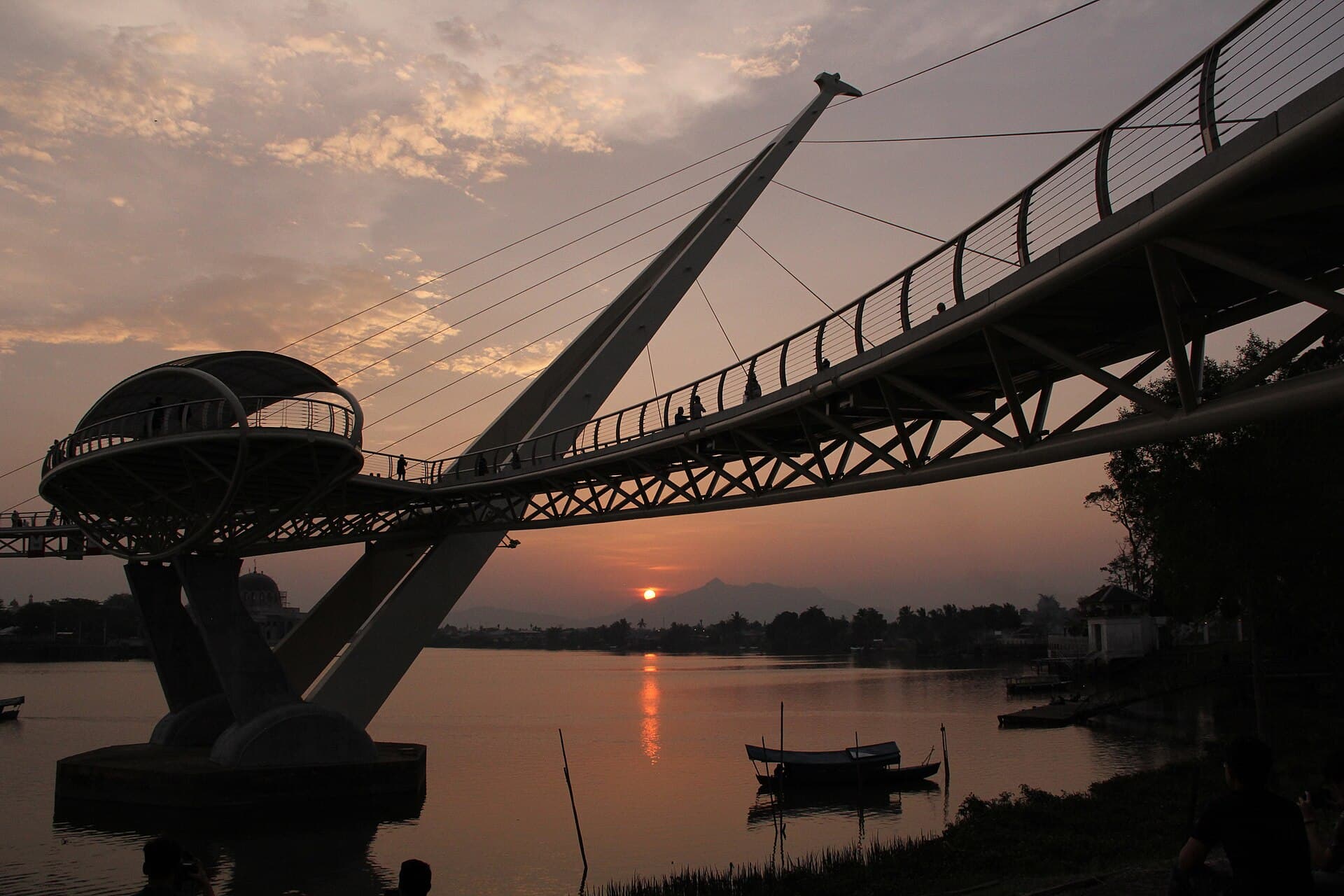 Sunset over the Sarawak River from the Kuching waterfront promenade