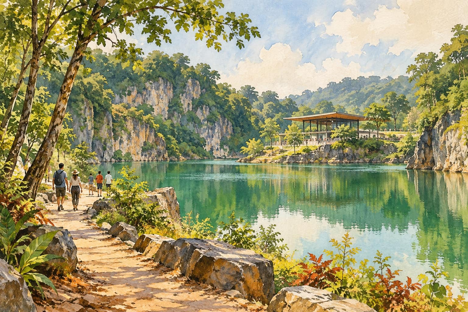 AI illustration: Artist’s interpretation of a quarry-lake landscape inspired by Ang Cheng Ho