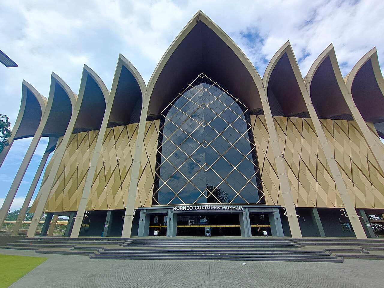 The golden facade of the Borneo Cultures Museum in Kuching