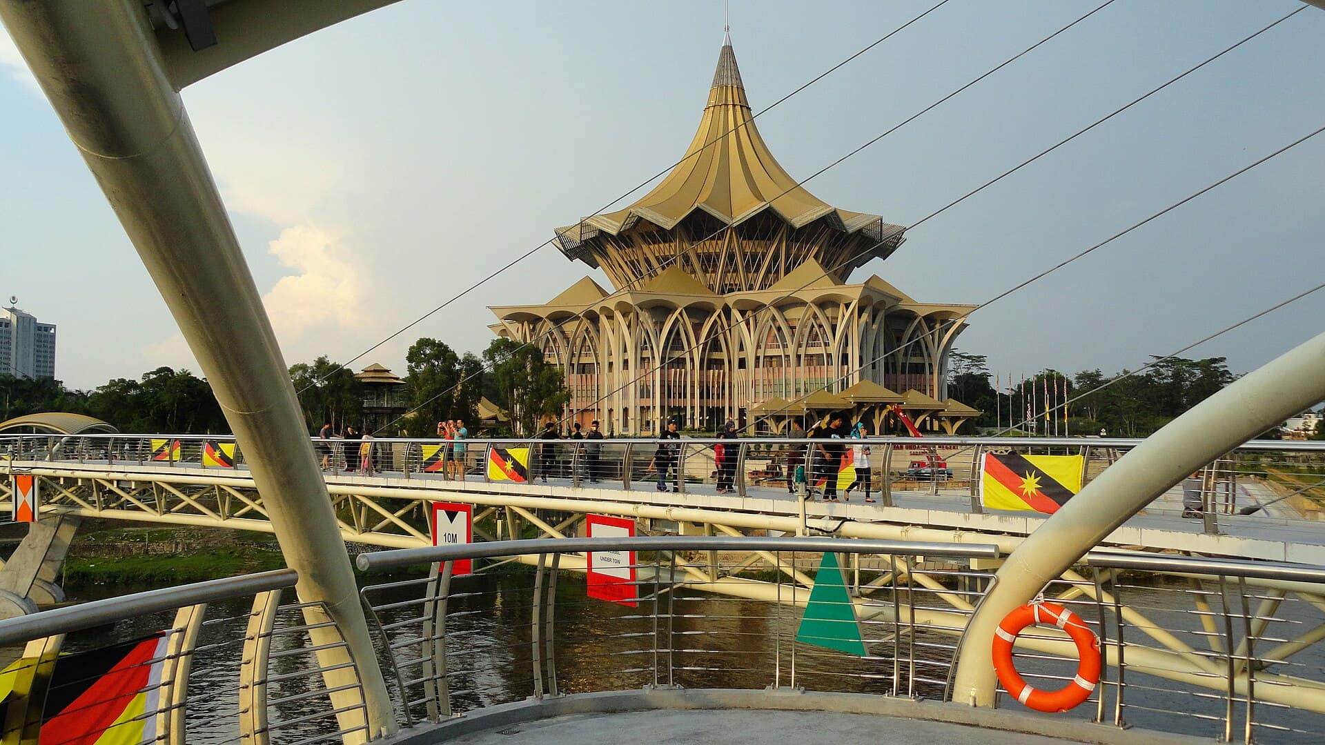 New Sarawak State Legislative Assembly Building from Darul Hana Bridge, Kuching, Sarawak