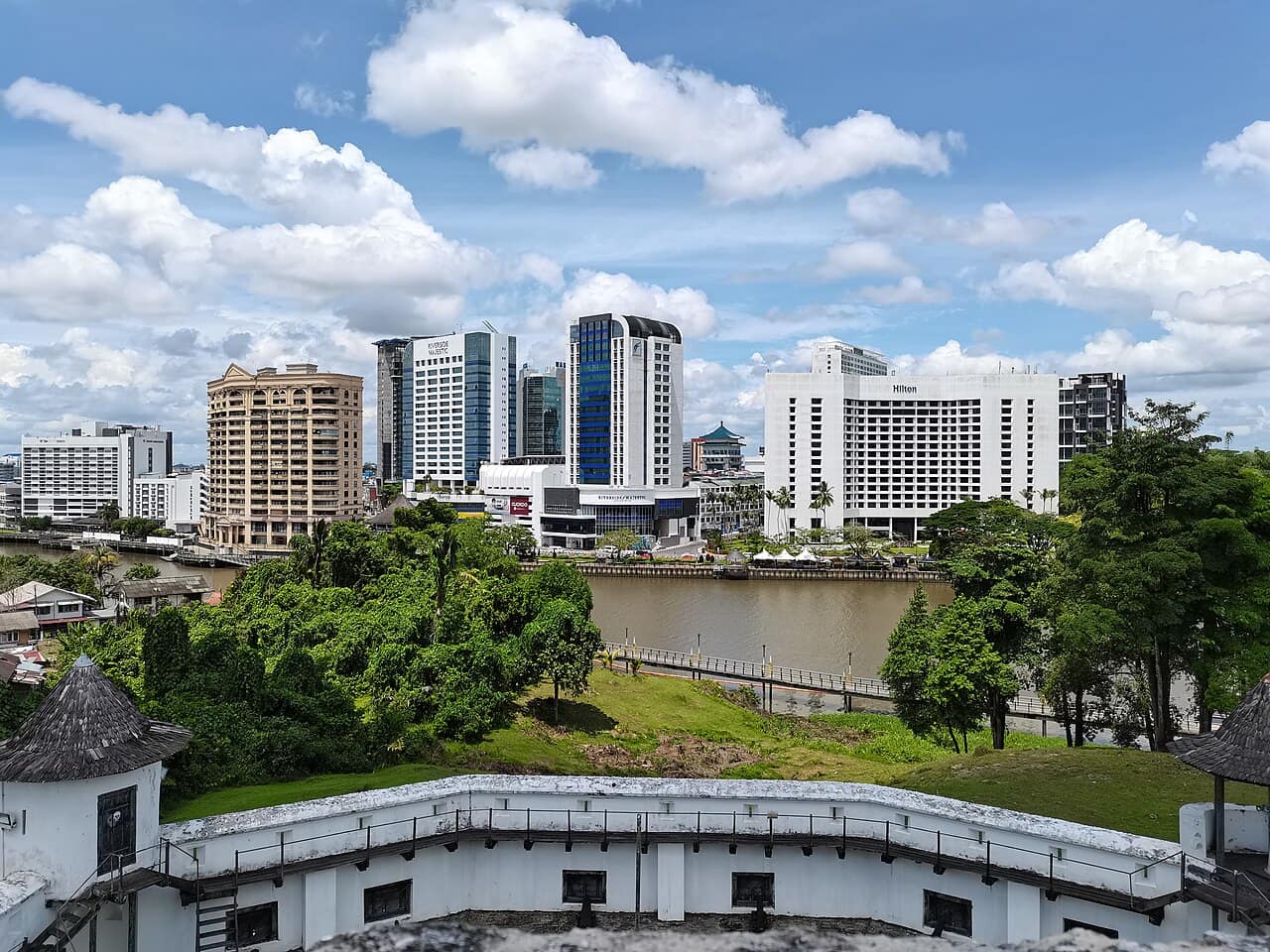 The Kuching waterfront seen from Fort Margherita's ramparts