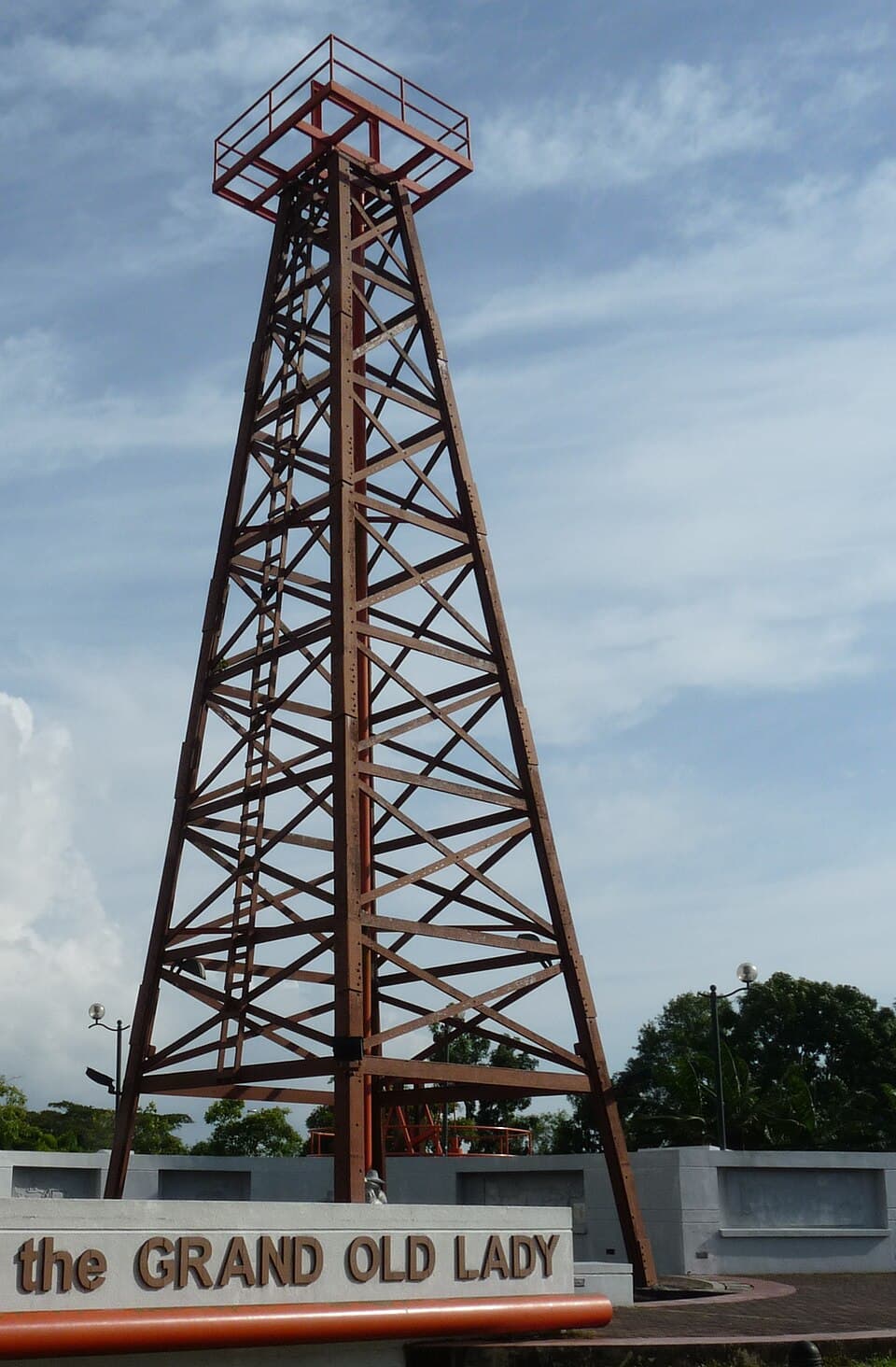The Grand Old Lady, Malaysia's first oil derrick, on the ridge above Miri
