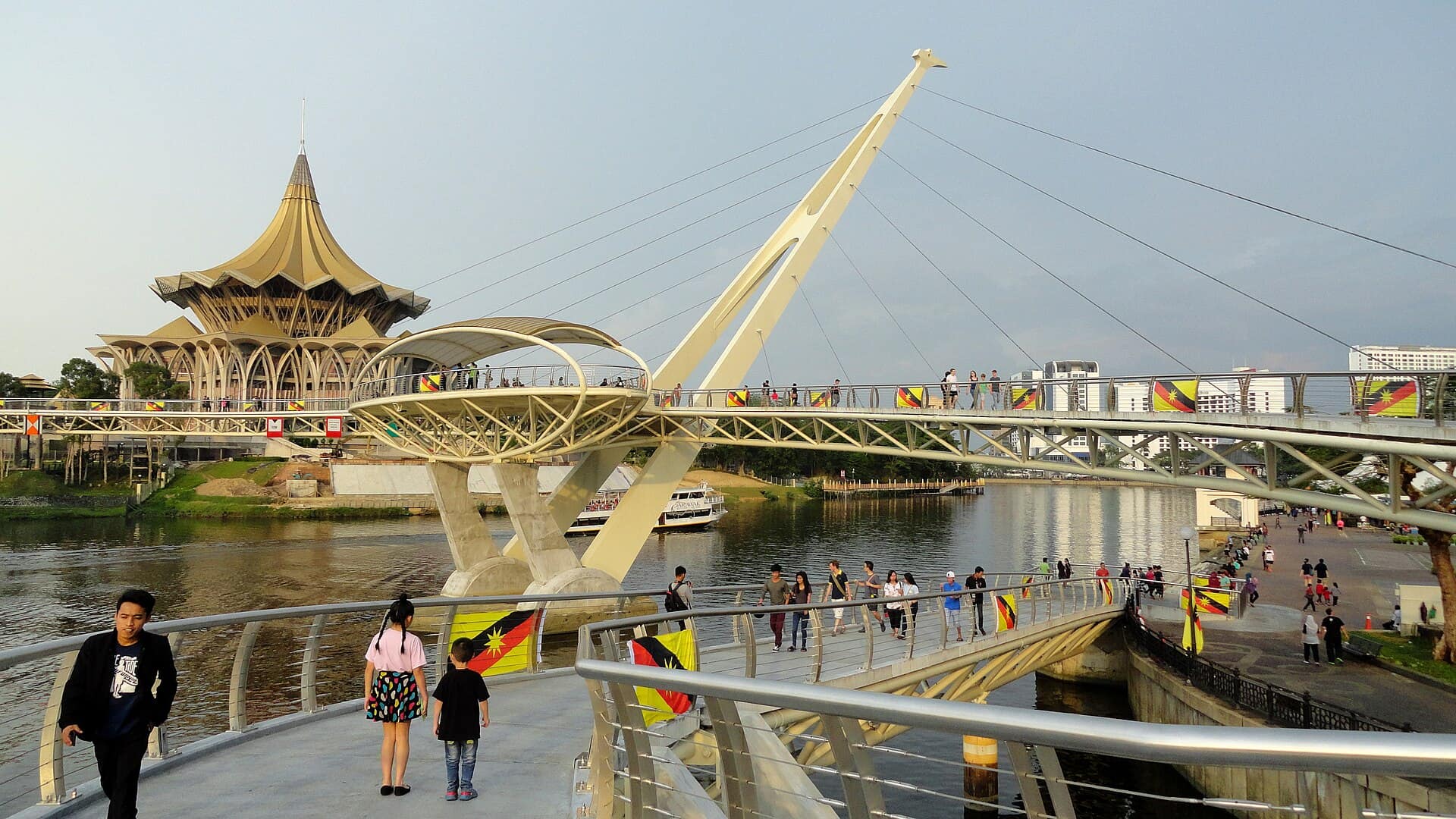 New Sarawak State Legislative Assembly Building from Darul Hana Bridge, Kuching, Sarawak, Malaysia