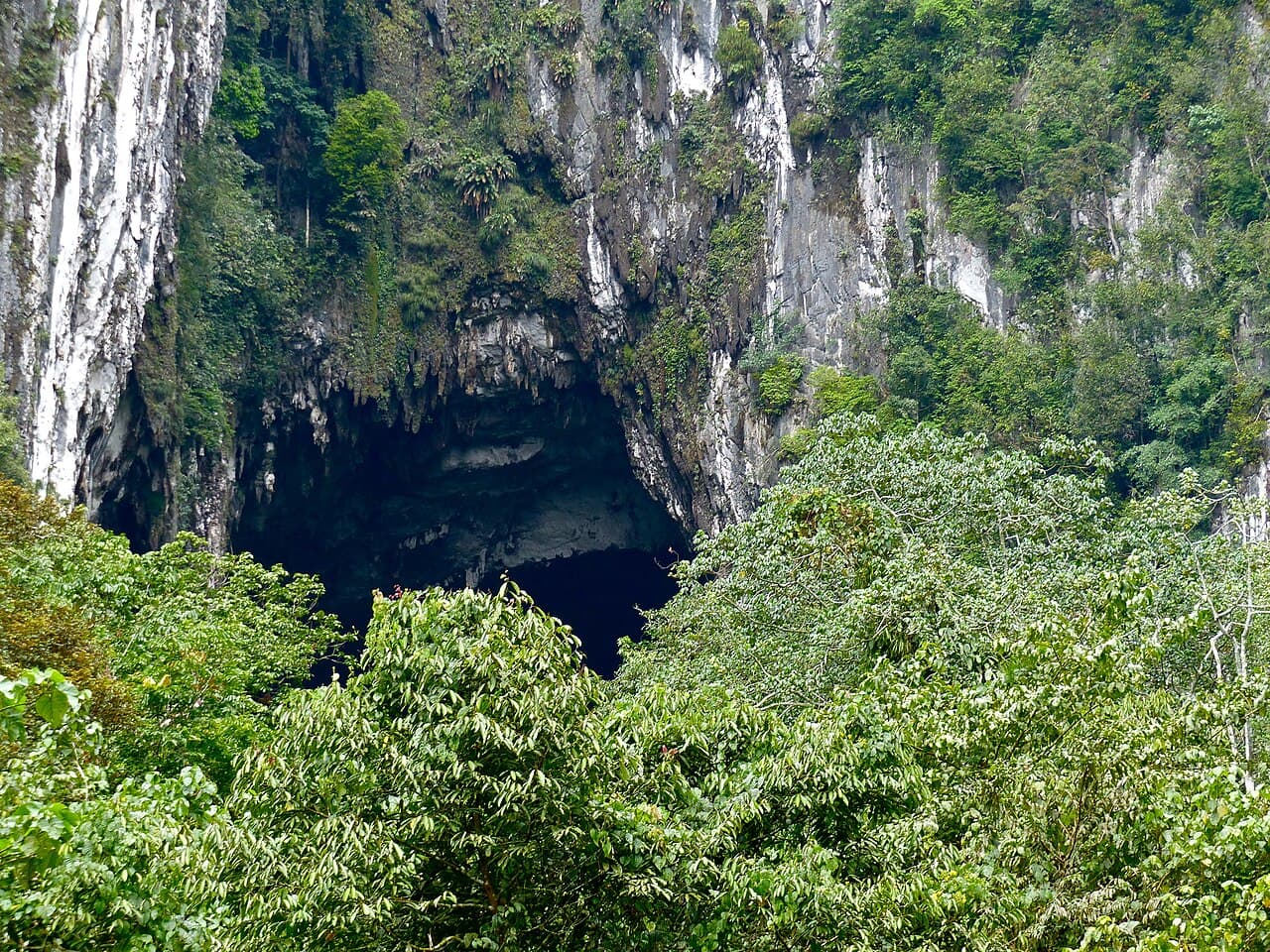 The enormous mouth of Deer Cave seen from the approach boardwalk
