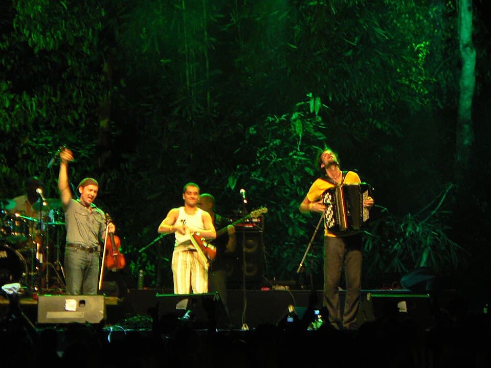 A band performing on the main stage at the Rainforest World Music Festival